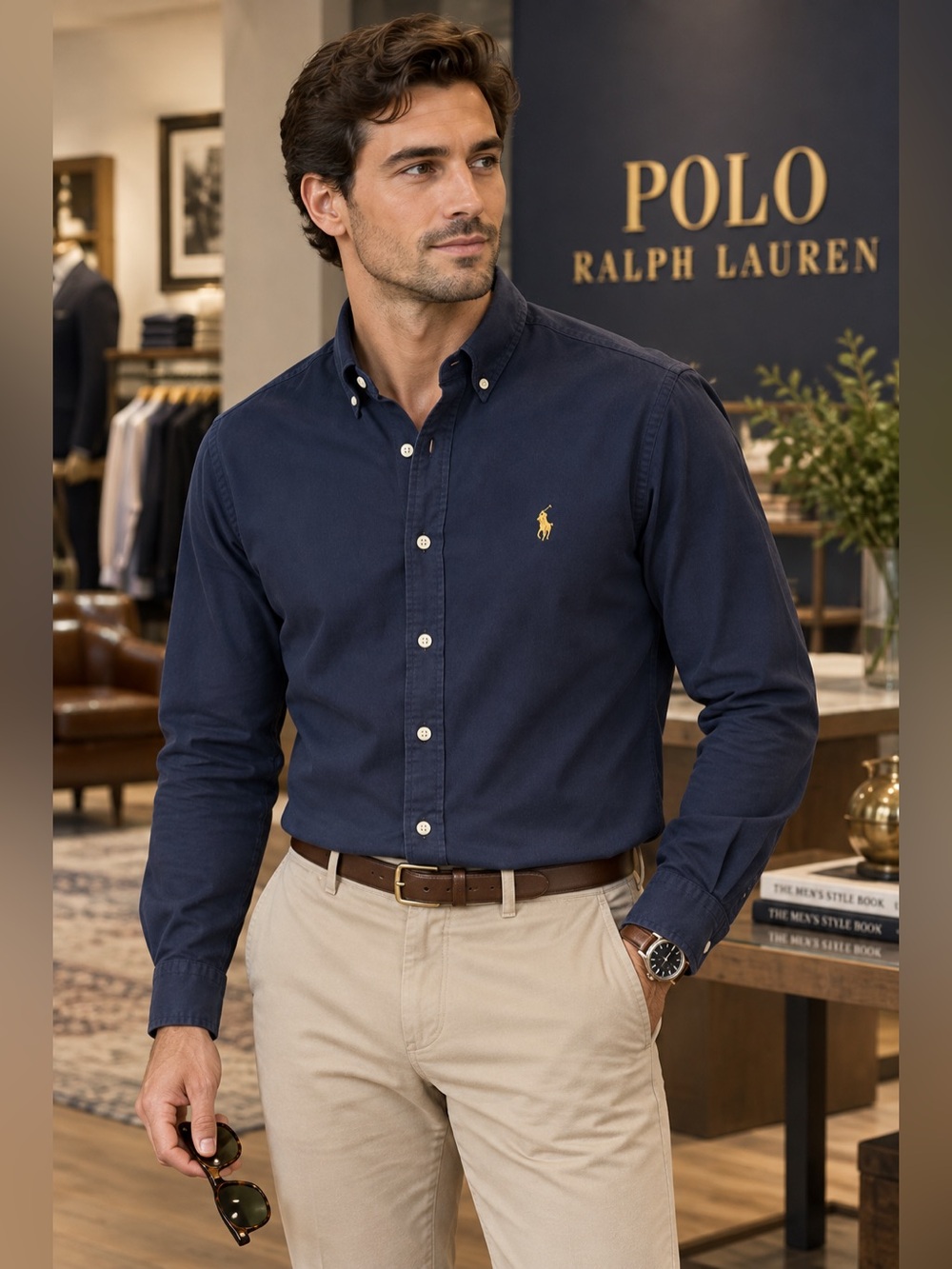 Polo Ralph Lauren Men’s Navy Slim Fit Oxford Shirt M Cotton Pony